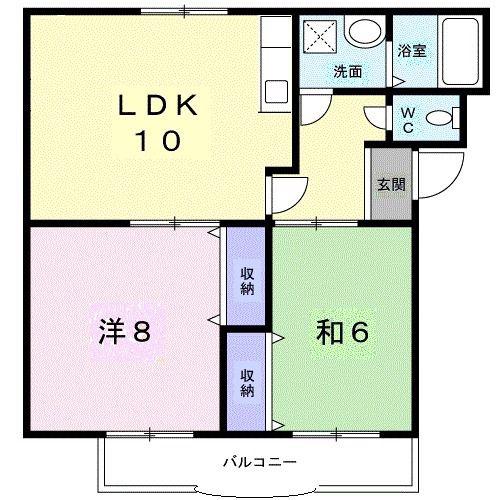ハイツ沖田I(2LDK/3階)の間取り写真