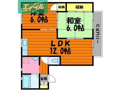 エトアール吉浦(2LDK/1階)の間取り写真