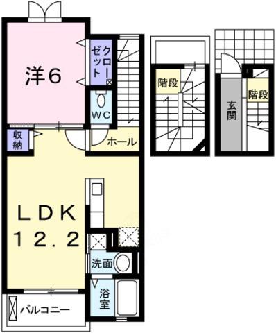 ポエム・ひまわり(1LDK/3階)の間取り写真