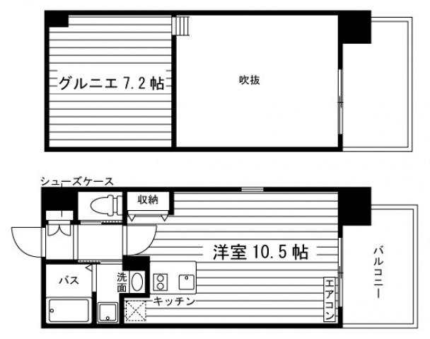 GRAND ETERNA岡山III(ワンルーム/14階)の間取り写真