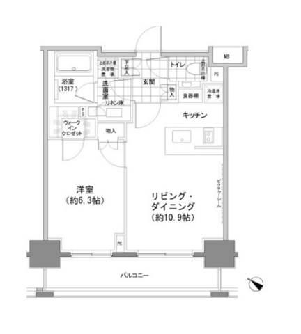 パークハビオ人形町(1LDK/2階)の間取り写真