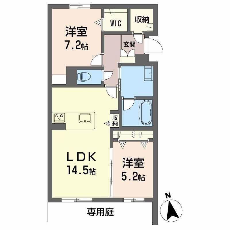 メゾン守牧(2LDK/1階)の間取り写真