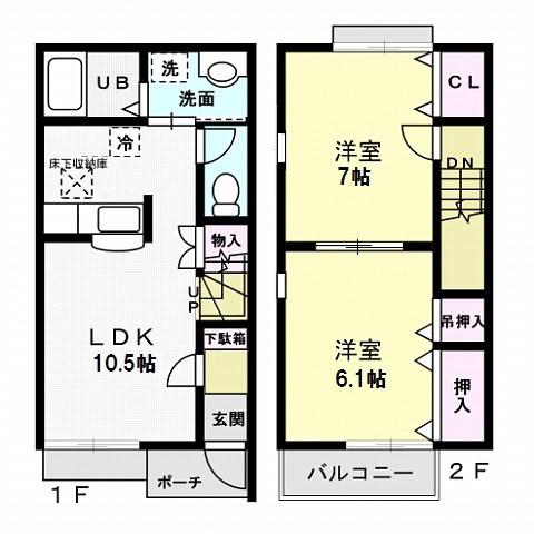 メゾングラシア A(2LDK/1階)の間取り写真