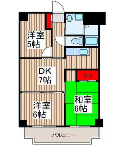 パレマロン(3DK/3階)の間取り写真