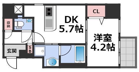GAUDI(1DK/9階)の間取り写真