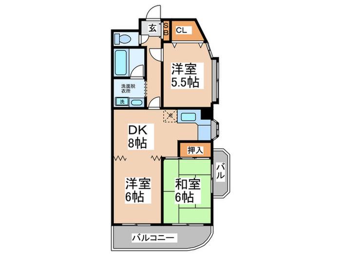 シティコート登茂恵(3DK/5階)の間取り写真