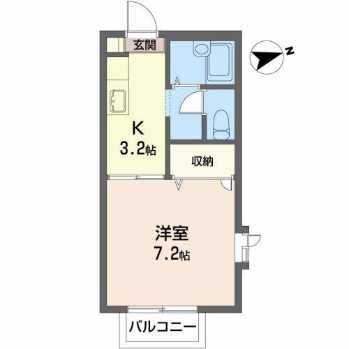 KS COURT II(1K/2階)の間取り写真