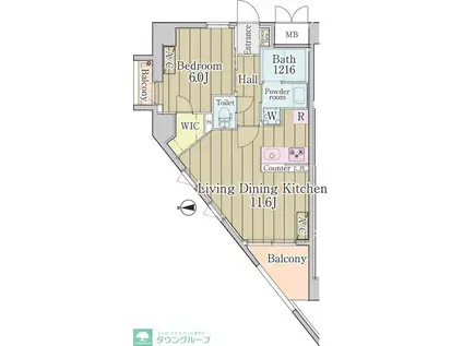 グランクリュ新宿御苑(1LDK/4階)の間取り写真