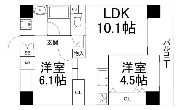 MORADA・MII(2LDK/7階)の間取り写真