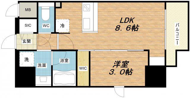 レオンコンフォート難波クレア(1LDK/12階)の間取り写真