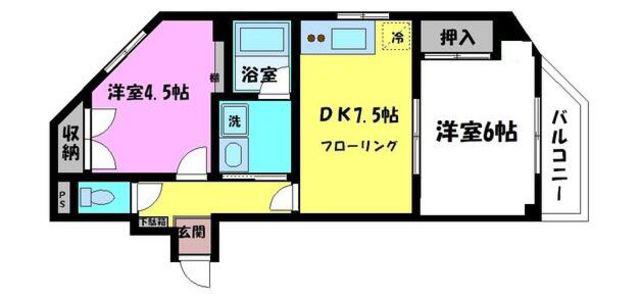 プラザ村田(2DK/4階)の間取り写真