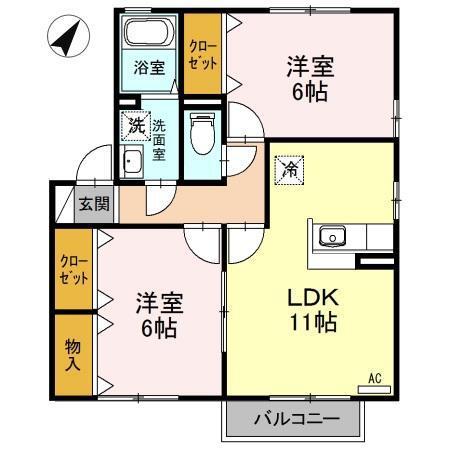ロランジュ千曲 A/B/C/D(2LDK/2階)の間取り写真