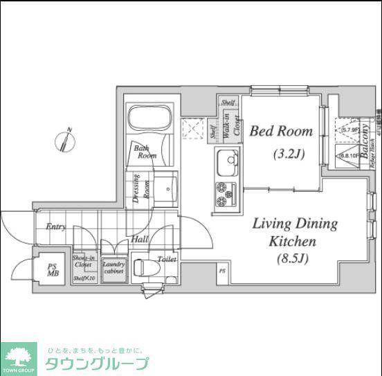 レジディア神田(1LDK/10階)の間取り写真