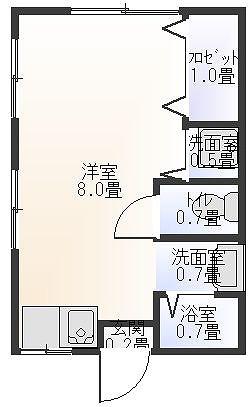 ウエスト(ワンルーム/2階)の間取り写真