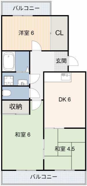 都ハイツ(3DK/2階)の間取り写真