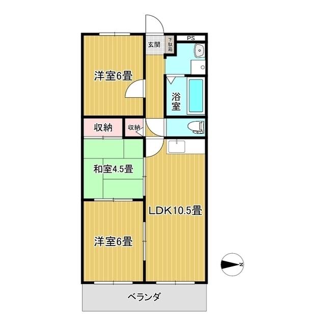 カーサ北園(3LDK/2階)の間取り写真