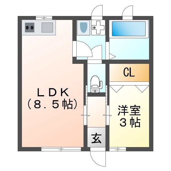 メゾンドEXEIII(1LDK/1階)の間取り写真