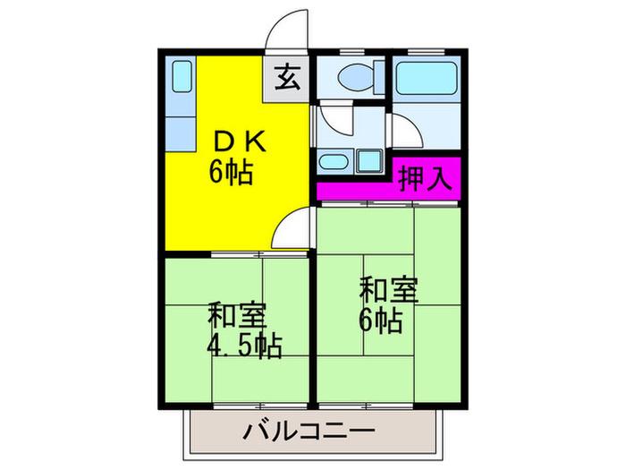 コスモスハイツ(2DK/2階)の間取り写真