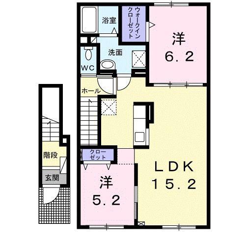 メゾン五稜郭 2番館(2LDK/2階)の間取り写真