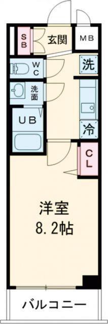 プレサンス THE KYOTO 東福寺 ウエスト(1K/2階)の間取り写真
