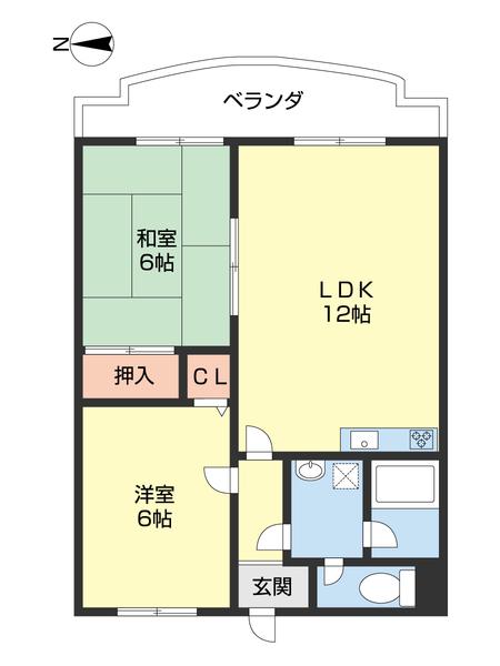 ベルハウス布施屋(2LDK/2階)の間取り写真