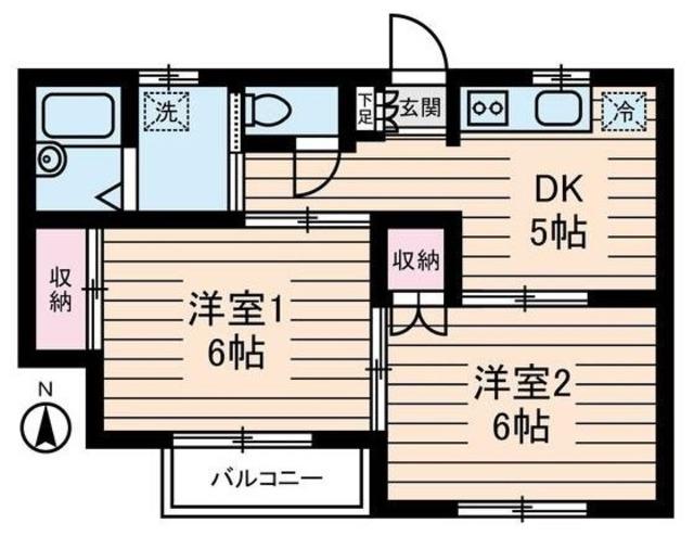 グリーンヒル蝉坂(2DK/2階)の間取り写真