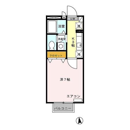 ベラヴィスタ(1K/1階)の間取り写真