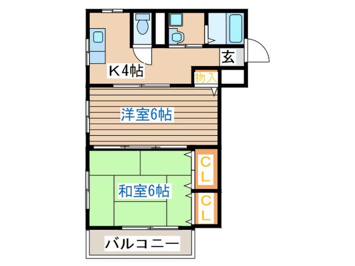 アークヒルズ上ノ台(2K/1階)の間取り写真