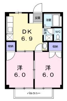 ニューシティ柳田 A(2DK/2階)の間取り写真
