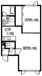 メリット神楽(1LDK/1階)の間取り写真