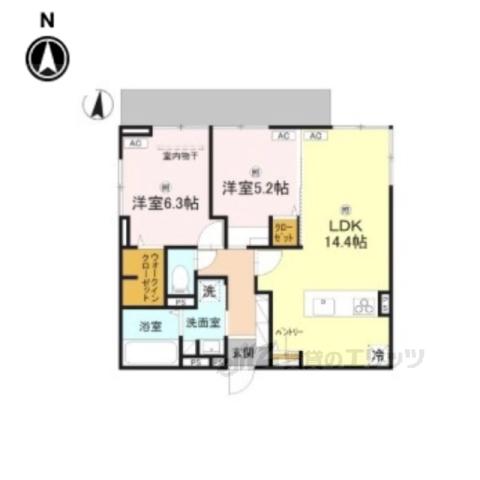 D-ROOM中小坂(2LDK/1階)の間取り写真