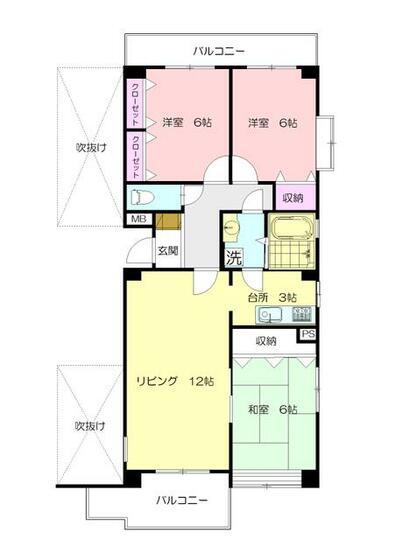 エミネンスみたけ台(3LDK/3階)の間取り写真