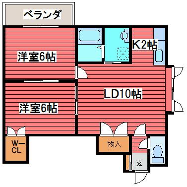 レスポアール20(2LDK/3階)の間取り写真