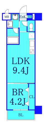 エール横浜吉野町(1LDK/3階)の間取り写真