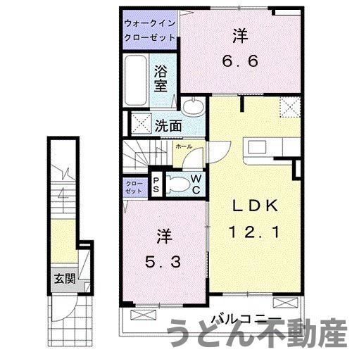 グローヴ・ガーデンXII(2LDK/2階)の間取り写真