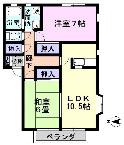 ベリエールミスズ3番館(2LDK/1階)の間取り写真