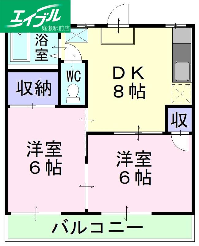 メゾン松尾A棟(2DK/2階)の間取り写真