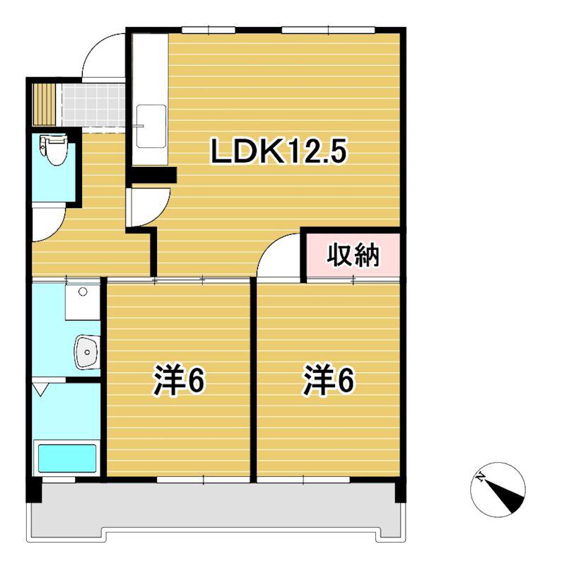 鹿島マンション(2LDK/3階)の間取り写真