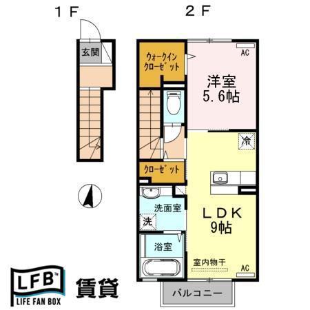 ツーム ベーレン(1LDK/2階)の間取り写真