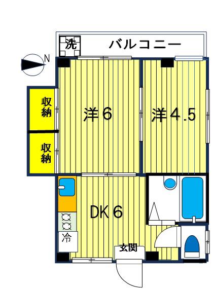 コーポ松(2DK/3階)の間取り写真