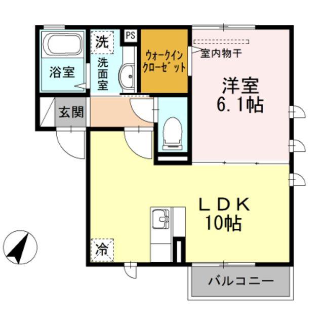 LA MER 桜上水 II(1LDK/1階)の間取り写真