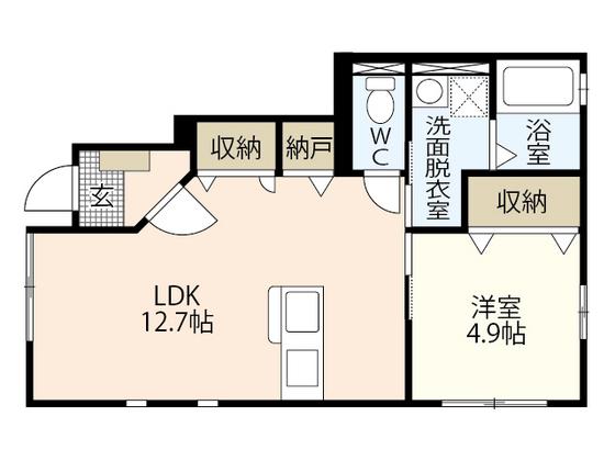 URBAN HEIM西霞(1LDK/1階)の間取り写真