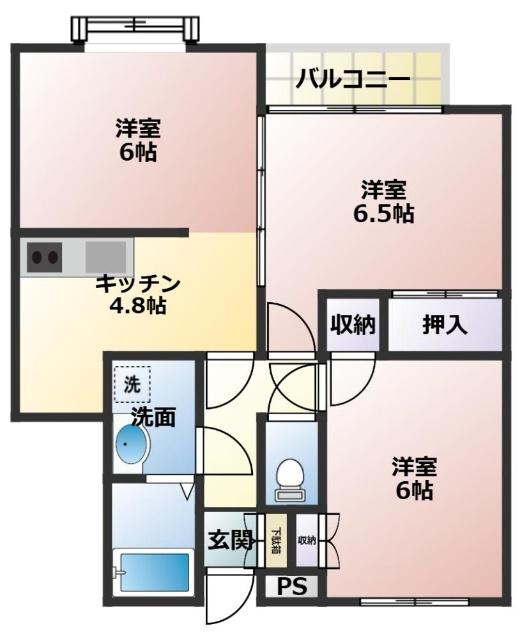リバティシティVI(3K/1階)の間取り写真