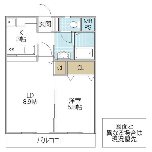 ミシェル(1LDK/3階)の間取り写真