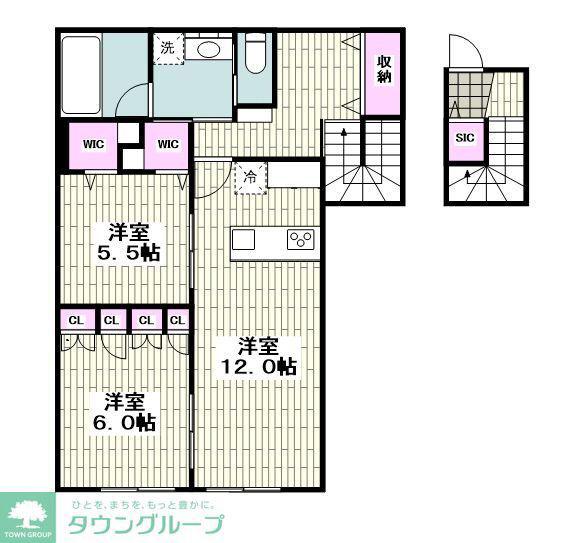 ハウスK(2LDK/2階)の間取り写真