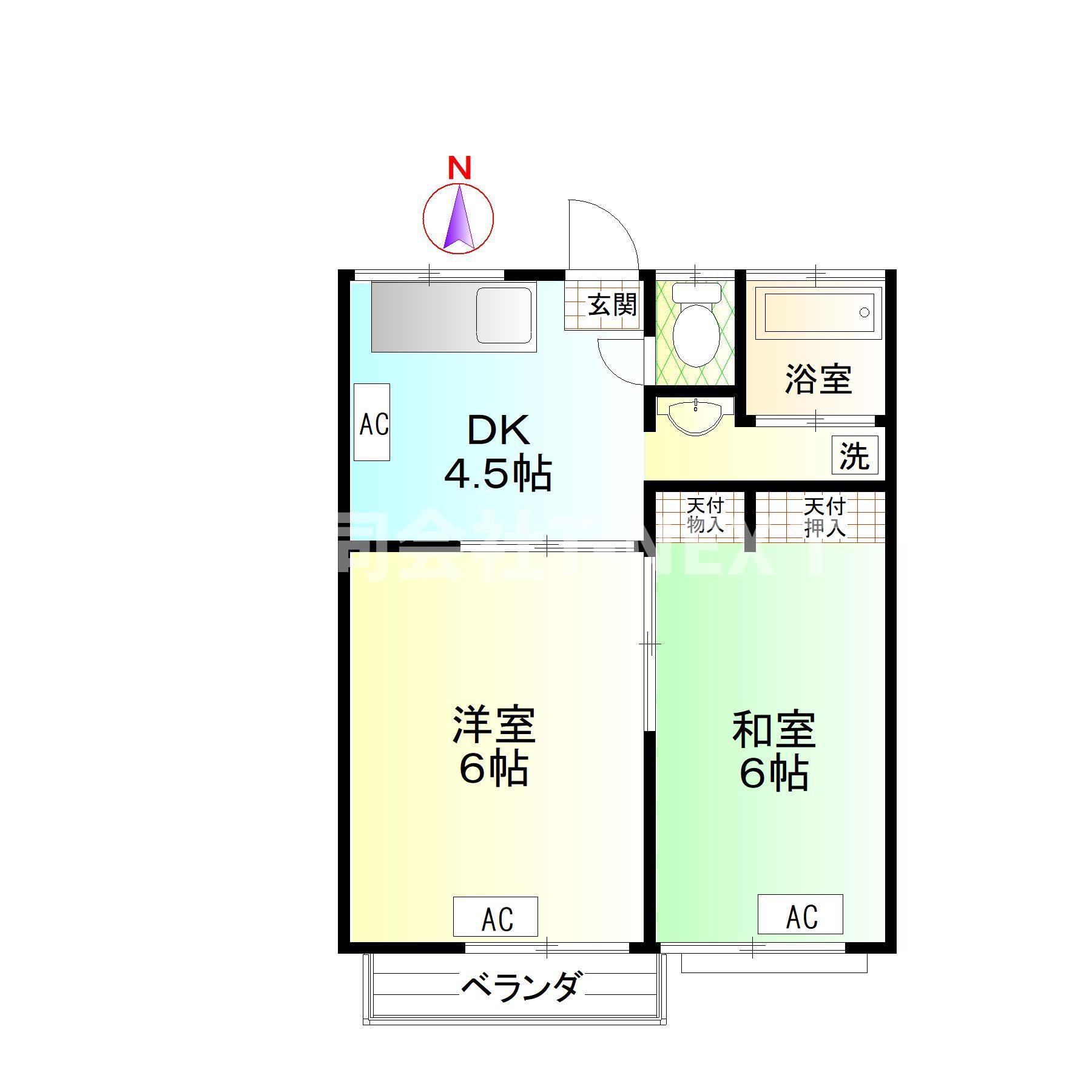八代ハイツ(2DK/2階)の間取り写真