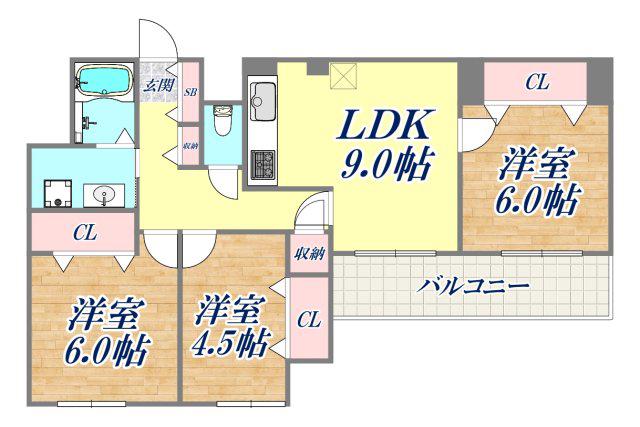 リバーサイド青谷(3LDK/2階)の間取り写真