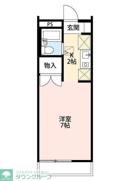 メゾンボヌール菊名B棟(1K/2階)の間取り写真