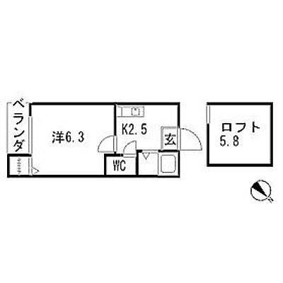 コスモオリンピア(1K/2階)の間取り写真