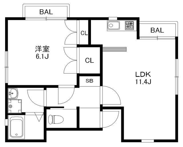A・I CORPO A棟(1LDK/2階)の間取り写真